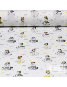 Tela Piqué Canutillo Globos y Animales - 100% Algodón Infantil