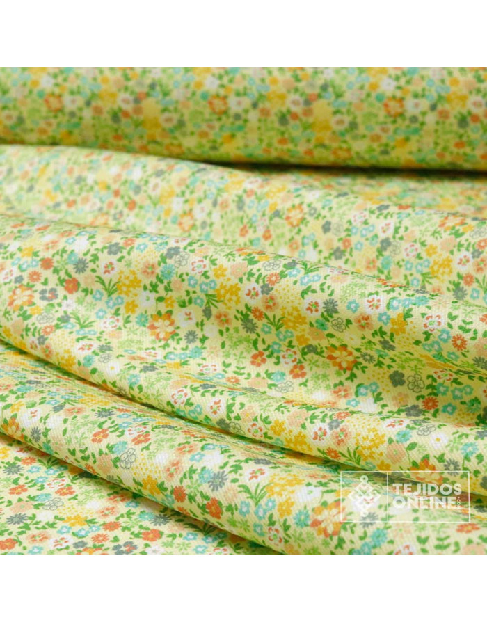 Tela de Piqué Algodón Flores Liberty - 100% Algodón