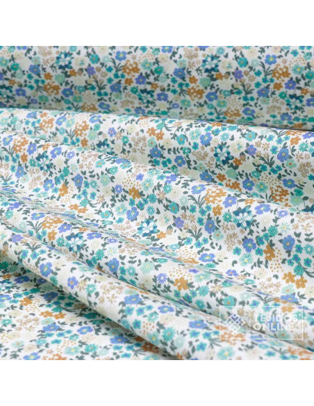 Tela de Piqué Algodón Flores Liberty - 100% Algodón