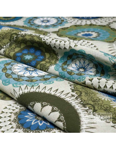Tela Loneta Mandalas Verdes y Azules | Estilo Boho Moderno 2