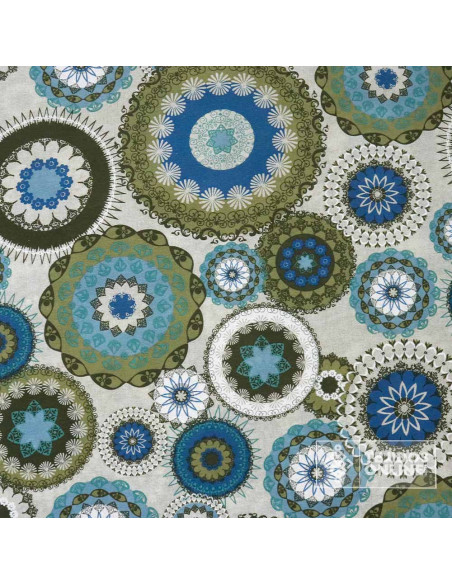 Tela Loneta Mandalas Verdes y Azules | Estilo Boho Moderno - Imagen 4