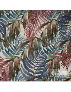 Tela Panamá Estampado Tropical Aguamarina - Ancho 2.80m 2