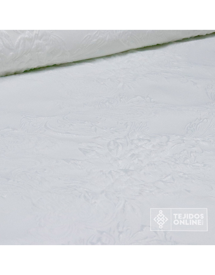 Jacquard Brocado Blanco Lurex Plata -  Compra Online