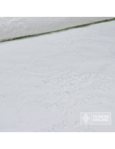 Jacquard Brocado Blanco Lurex Plata -  Compra Online