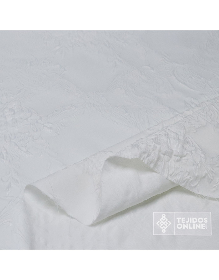 Jacquard Brocado Blanco Lurex Plata -  Compra Online