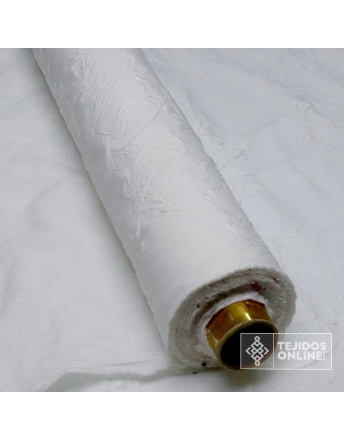 Jacquard Brocado Blanco Lurex Plata -  Compra Online