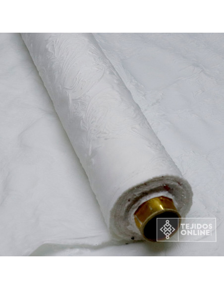 Jacquard Brocado Blanco Lurex Plata -  Compra Online
