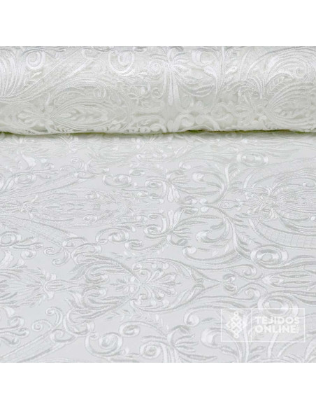 Tul Bordado Blanco Roto Forjas - Tienda de Telas - Imagen 1