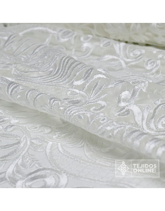 Tul Bordado Blanco Roto Forjas - Tienda de Telas - Imagen 3