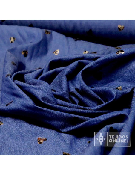 Tela Vaquera Azul con Corazones Animal Print - 100% Algodón - Imagen 2