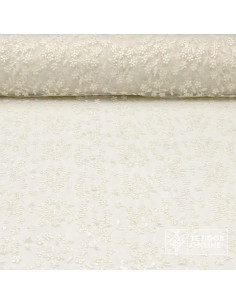 Tul Bordado Blanco Roto Con Flores – Tela con Acabado en Punta