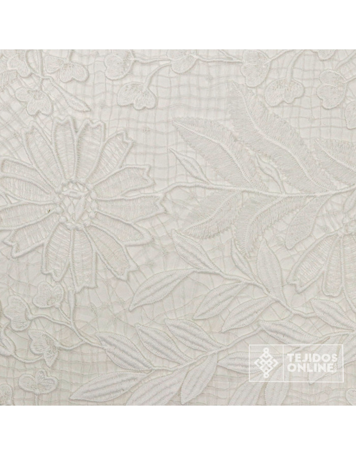 Tela Guipur Flor Blanca – Encaje con Diseño Floral