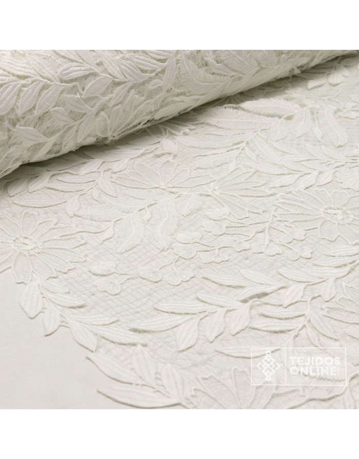 Tela Guipur Flor Blanca – Encaje con Diseño Floral