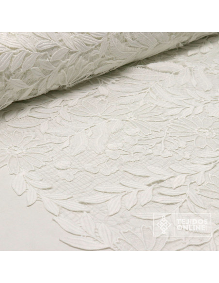 Tela Guipur Flor Blanca – Encaje con Diseño Floral