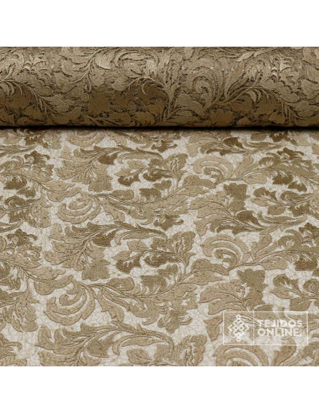 Encaje Topo con Lentejuelas y Base Craquelada - Telas de Boda