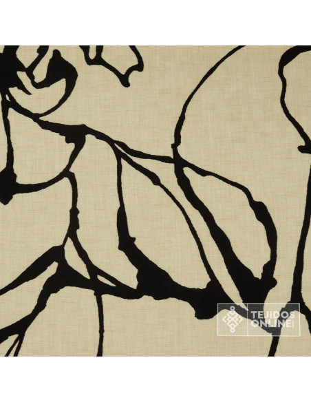 Tela de Lino Estampado con Trazos Burdeos y Negro Tela de Lino Estampado con Trazos Burdeos y Negro