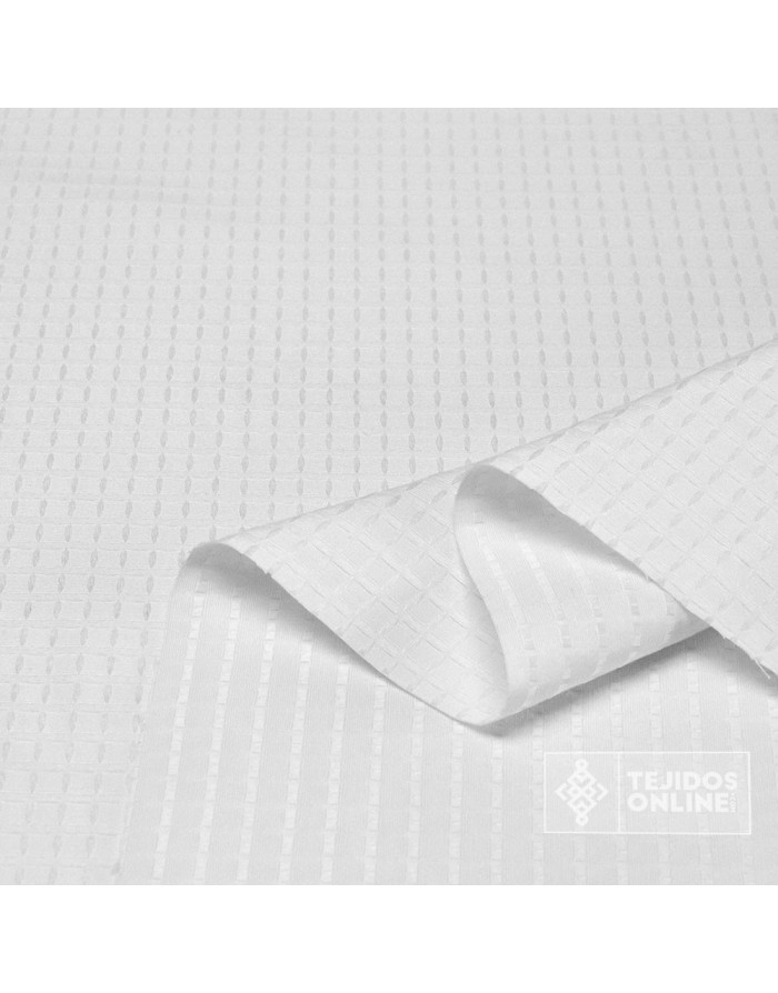 Tela de Cuadros Blanca para Cortinas - Tela Doble de Ancha - Imagen 2