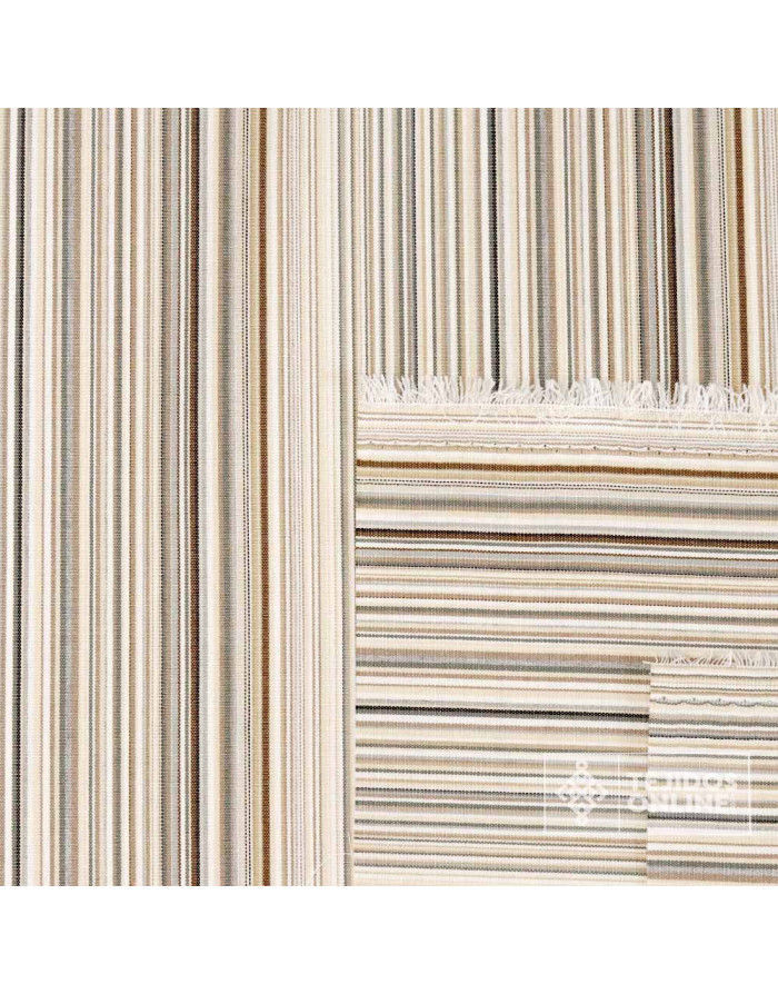Tela de Toldo Rayas Beige y Gris Fina Teflón  - Telas para Toldos