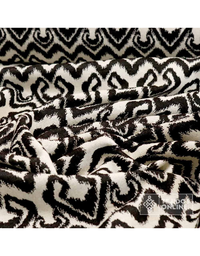 Tela Punto de Lana Étnica Negra y Beige | Tejidos Online