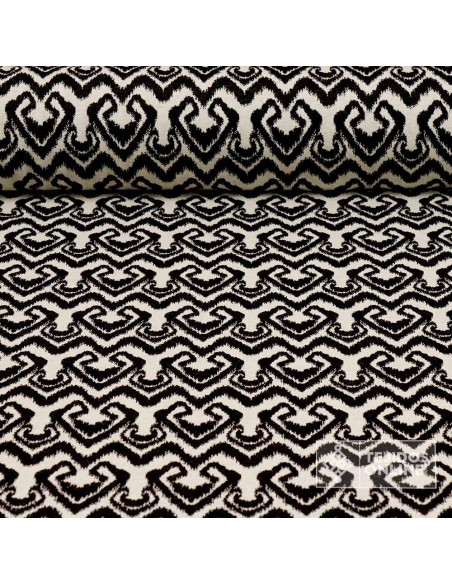 Tela Punto de Lana Étnica Negra y Beige | Tejidos Online