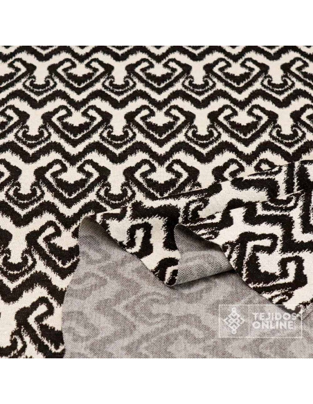 Tela Punto de Lana Étnica Negra y Beige | Tejidos Online