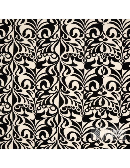 Tela con Lycra Estampada Negra y Beige - Telas de Vestir