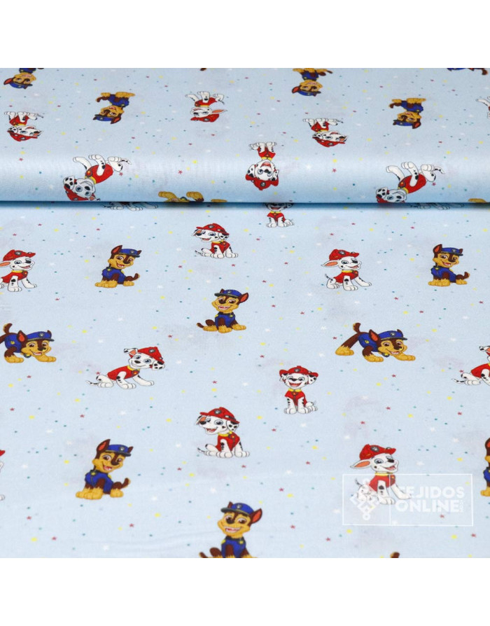 Tela de Algodón Patrulla Canina Celeste - 100% Algodón Infantil