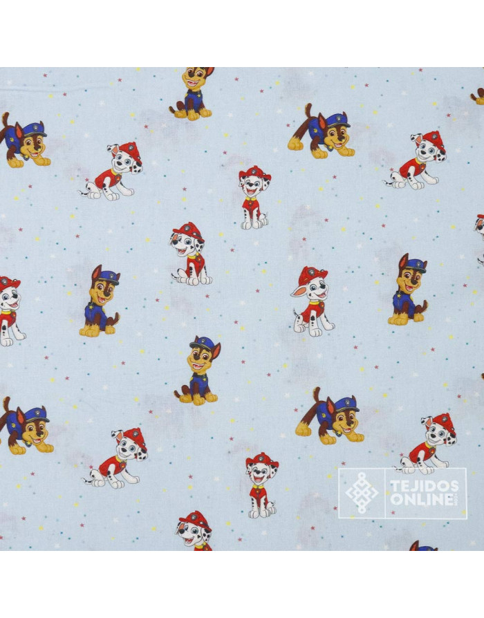 Tela de Algodón Patrulla Canina Celeste - 100% Algodón Infantil