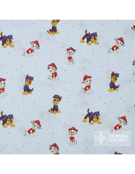 Tela de Algodón Patrulla Canina Celeste - 100% Algodón Infantil Tela de Algodón Patrulla Canina Celeste - 100% Algodón Infantil