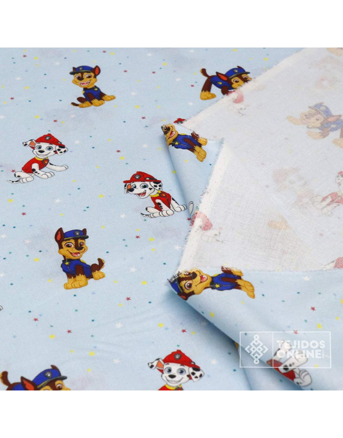 Tela de Algodón Patrulla Canina Celeste - 100% Algodón Infantil