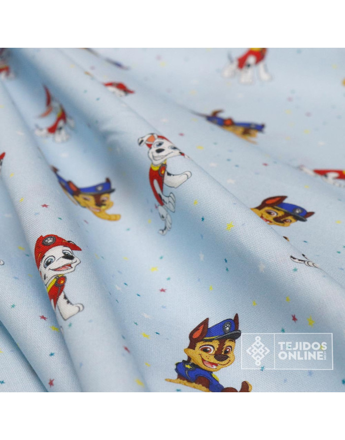 Tela de Algodón Patrulla Canina Celeste - 100% Algodón Infantil