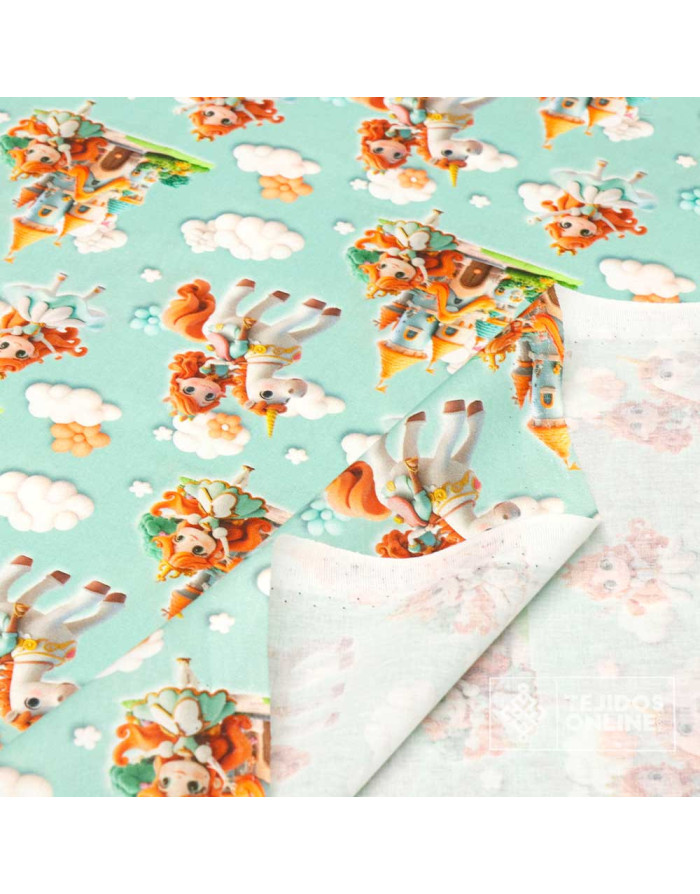 Tela Algodón Infantil Princesas y Castillo | Telas Infantiles