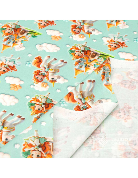 Tela Algodón Infantil Princesas y Castillo | Telas Infantiles Tela Algodón Infantil Princesas y Castillo | Telas Infantiles