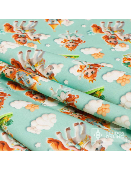 Tela Algodón Infantil Princesas y Castillo | Telas Infantiles Tela Algodón Infantil Princesas y Castillo | Telas Infantiles