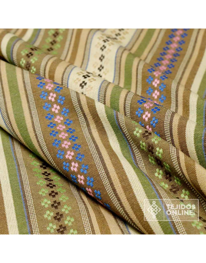 Tela Alpujarreña Rayas Verde Caqui -  Telas para Riñoneras