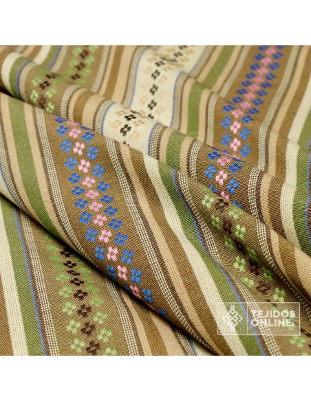 Tela Alpujarreña Rayas Verde Caqui -  Telas para Riñoneras Tela Alpujarreña Rayas Verde Caqui -  Telas para Riñoneras