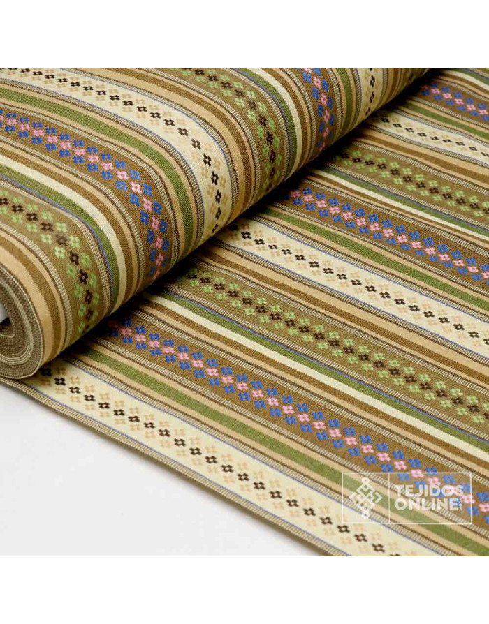 Tela Alpujarreña Rayas Verde Caqui -  Telas para Riñoneras