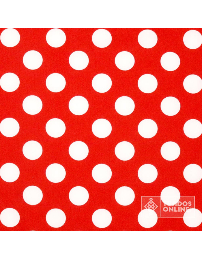 Popelín Rojo Lunar Blanco Big - Catálogo de Moda Flamenca - Imagen 3