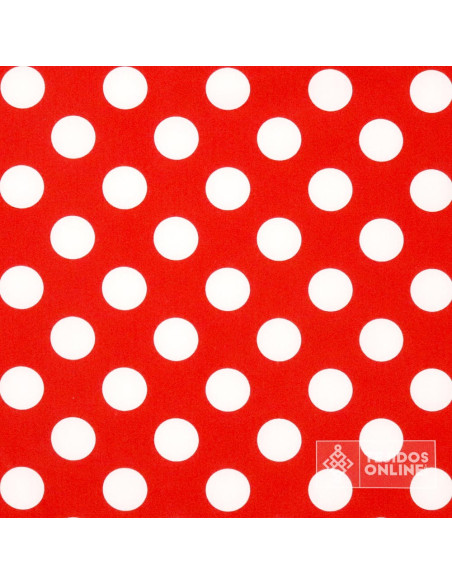 Popelín Rojo Lunar Blanco Big - Catálogo de Moda Flamenca - Imagen 3