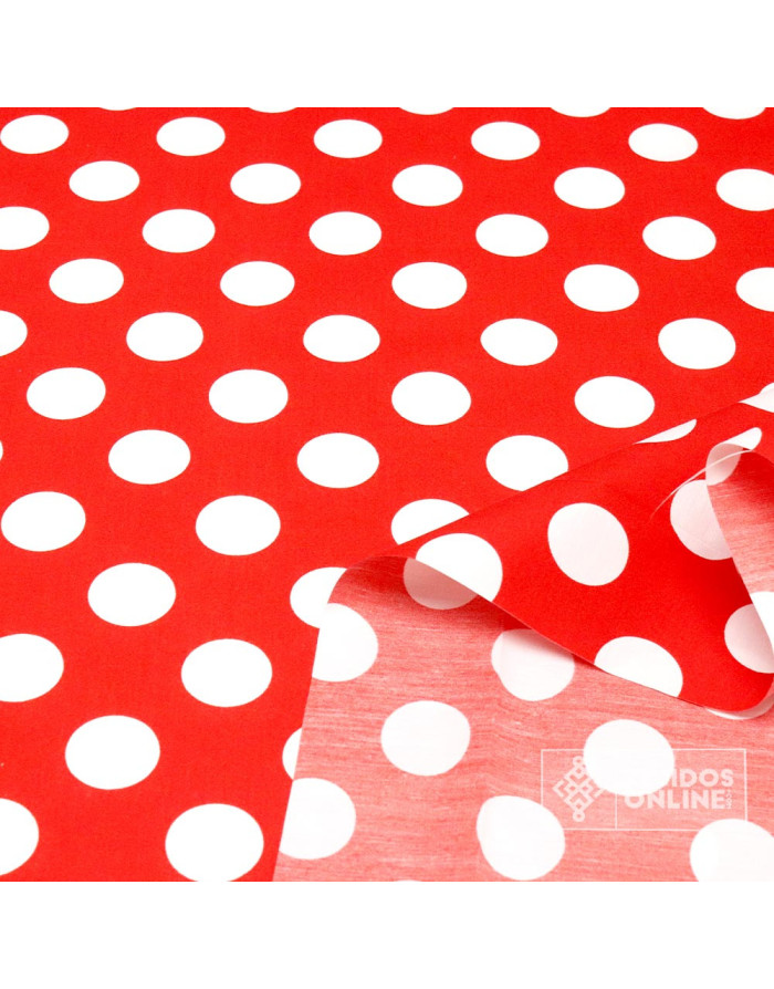 Popelín Rojo Lunar Blanco Big - Catálogo de Moda Flamenca - Imagen 2