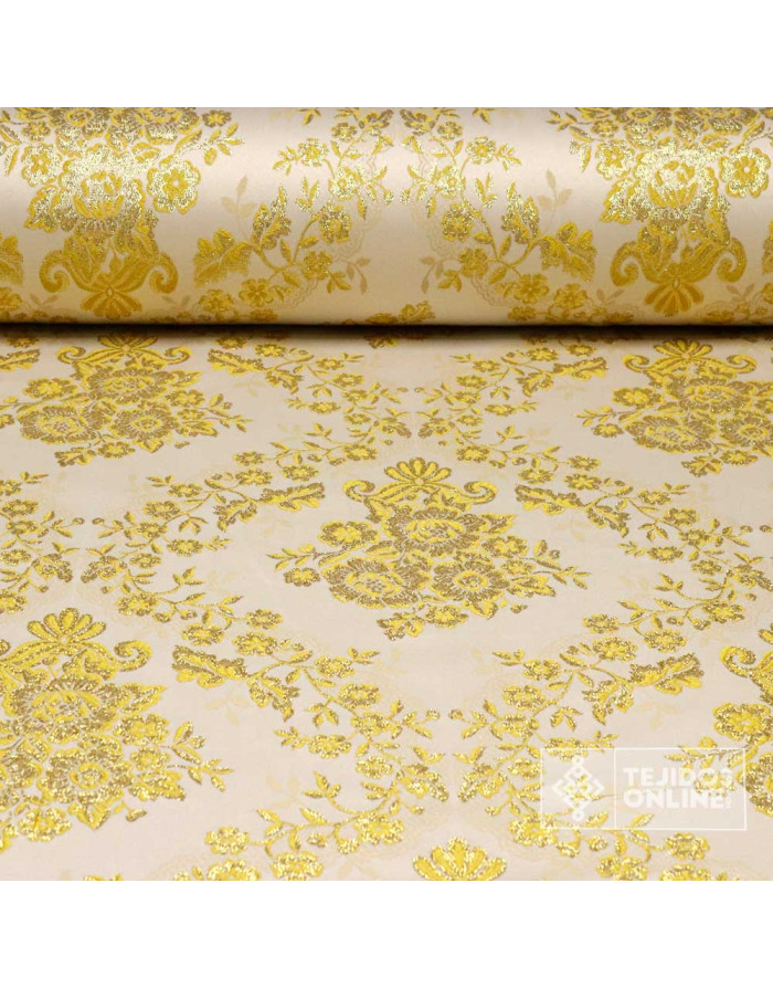 Brocado Blanco Oro Olvera – Doble Ancha  - Telas de Cofradía - Imagen 1