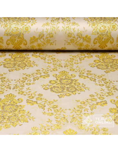 Brocado Blanco Oro Olvera – Doble Ancha  - Telas de Cofradía - Imagen 1