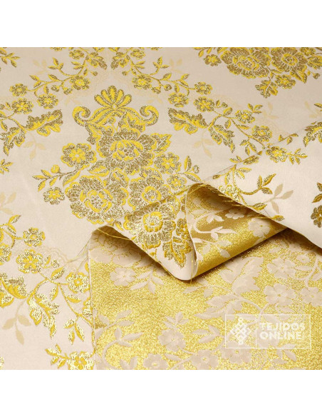 Brocado Blanco Oro Olvera – Doble Ancha  - Telas de Cofradía - Imagen 2