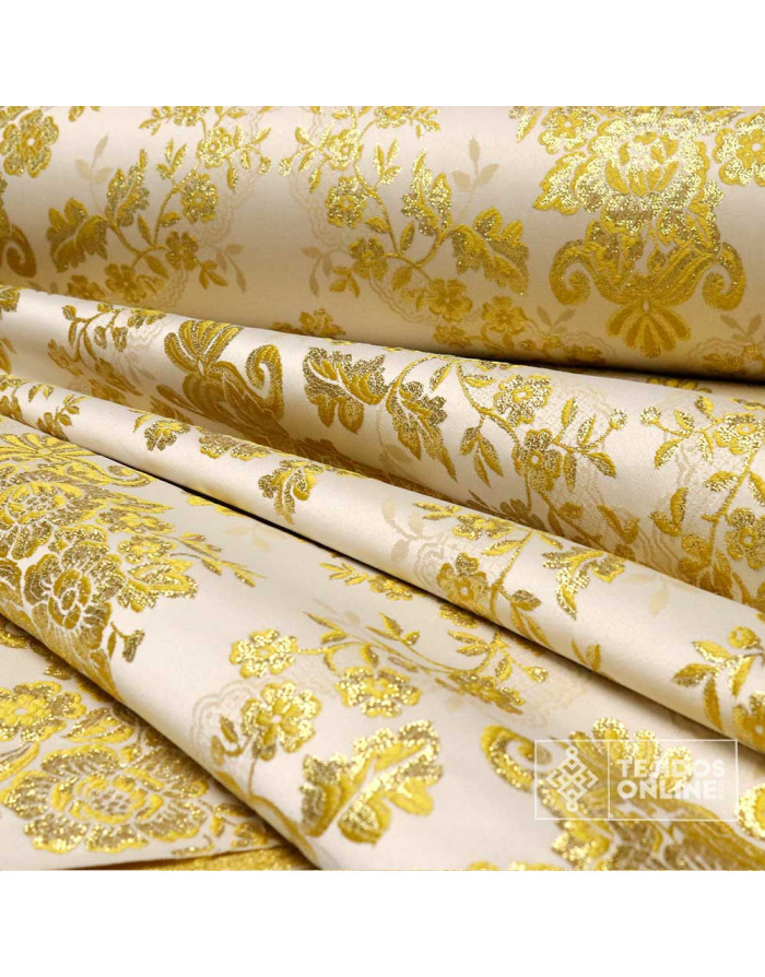 Brocado Blanco Oro Olvera – Doble Ancha  - Telas de Cofradía - Imagen 3