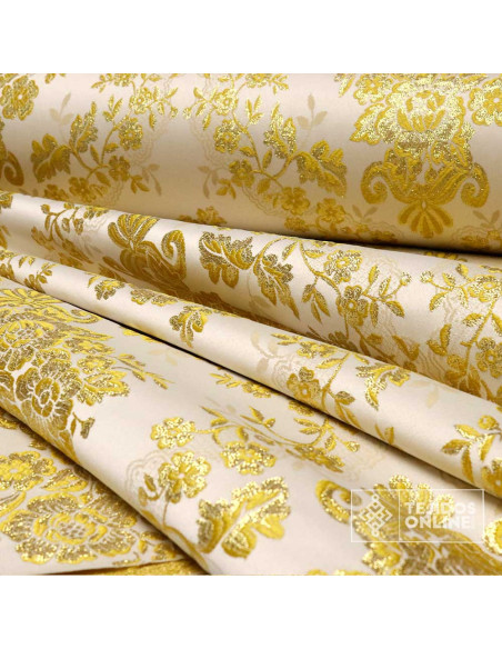 Brocado Blanco Oro Olvera – Doble Ancha  - Telas de Cofradía - Imagen 3