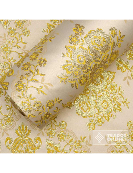 Brocado Blanco Oro Olvera – Doble Ancha  - Telas de Cofradía - Imagen 5