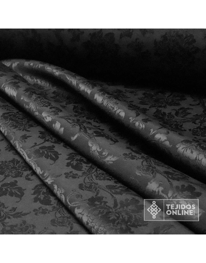 Tela Damasco Negro Floral  | Ancho 2,80 m para Cofradías