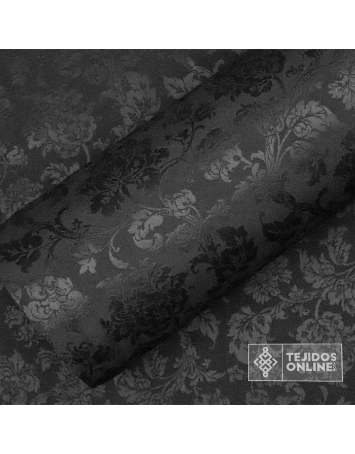 Tela Damasco Negro Floral  | Ancho 2,80 m para Cofradías