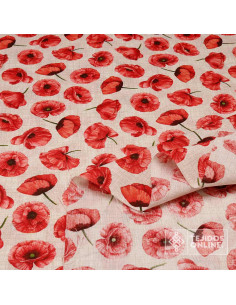 Tela de Amapolas Estampada | Loneta Suave para Decoración y DIY 2
