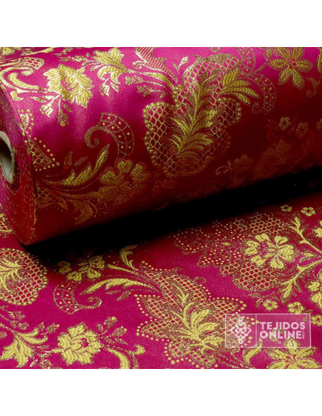 Brocado Fucsia con Dorado Salamanca - Telas Online Brocado Fucsia con Dorado Salamanca - Telas Online